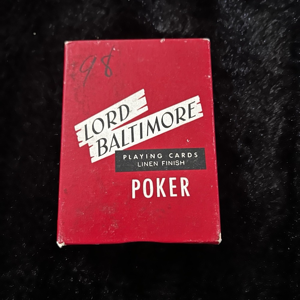 Vintage Lord Baltimore Linen Finish Poker Playing Cards Red Deck Sealed